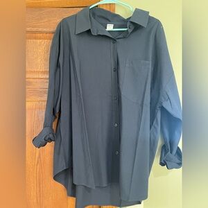 SET Active Navy Oversized Button-Down Shirt | Size M